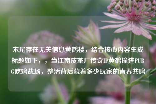 末尾存在无关信息黄鹤楼，结合核心内容生成标题如下，，当江南皮革厂传奇IP黄鹤撞进PUBG吃鸡战场，整活背后藏着多少玩家的青春共鸣