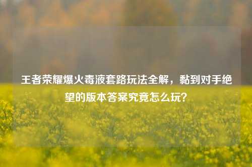 王者荣耀爆火毒液套路玩法全解，黏到对手绝望的版本答案究竟怎么玩？