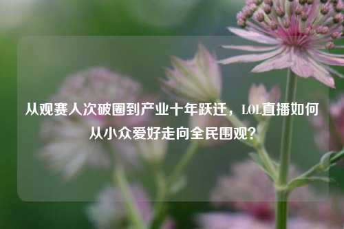 从观赛人次破圈到产业十年跃迁,LOL直播如何从小众爱好走向全民围观?