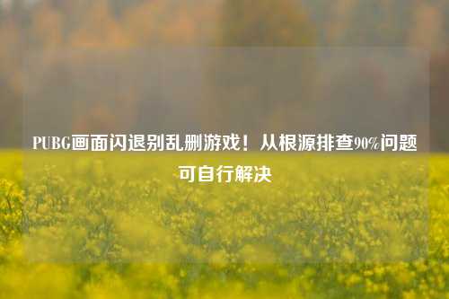 PUBG画面闪退别乱删游戏！从根源排查90%问题可自行解决