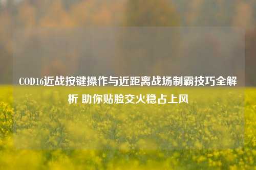 COD16近战按键操作与近距离战场制霸技巧全解析 助你贴脸交火稳占上风