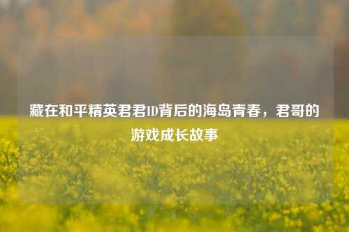 藏在和平精英君君ID背后的海岛青春,君哥的游戏成长故事