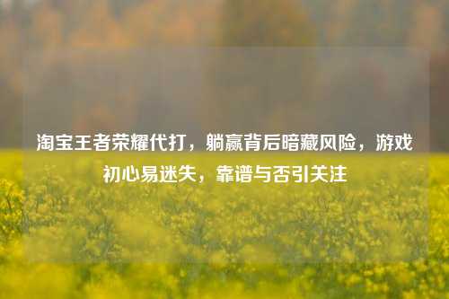 淘宝王者荣耀代打，躺赢背后暗藏风险，游戏初心易迷失，靠谱与否引关注
