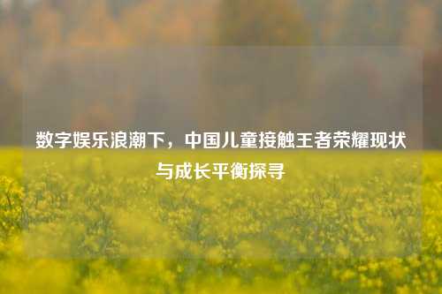 数字娱乐浪潮下,中国儿童接触王者荣耀现状与成长平衡探寻