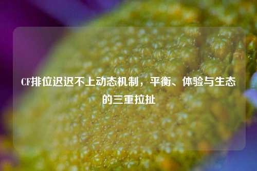 CF排位迟迟不上动态机制，平衡、体验与生态的三重拉扯