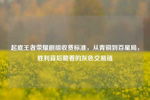 起底王者荣耀剧组收费标准，从青铜到百星局，胜利背后藏着的灰色交易链
