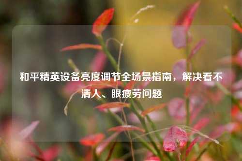 和平精英设备亮度调节全场景指南,解决看不清人、眼疲劳问题