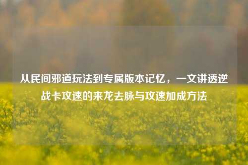 从民间邪道玩法到专属版本记忆,一文讲透逆战卡攻速的来龙去脉与攻速加成方法