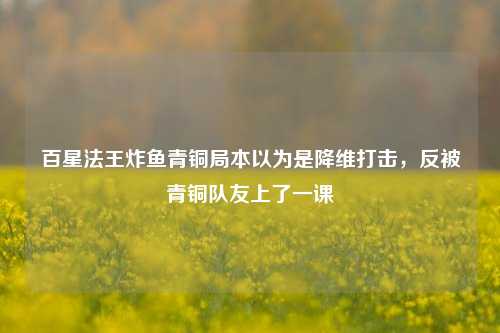 百星法王炸鱼青铜局本以为是降维打击,反被青铜队友上了一课