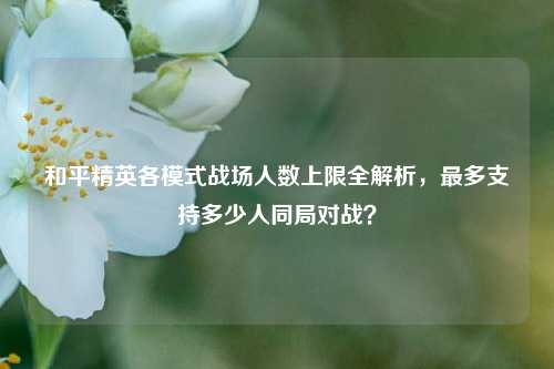 和平精英各模式战场人数上限全解析,最多支持多少人同局对战?