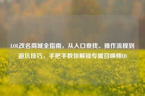 LOL改名商城全指南，从入口查找、操作流程到避坑技巧，手把手教你解锁专属召唤师ID