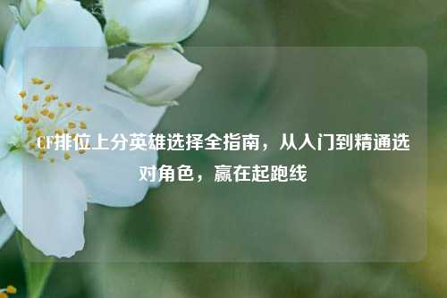 CF排位上分英雄选择全指南，从入门到精通选对角色，赢在起跑线
