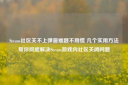 Steam社区关不上弹窗难题不用慌 几个实用方法帮你彻底解决Steam游戏内社区关闭问题