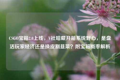 CSGO宝箱2.0上线，V社暗藏开箱系统野心，是盘活玩家经济还是换皮割韭菜？附宝箱概率解析