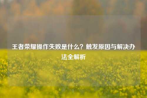 王者荣耀操作失败是什么?触发原因与解决办法全解析