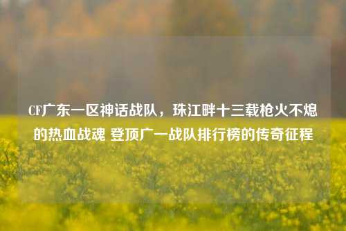 CF广东一区神话战队，珠江畔十三载枪火不熄的热血战魂 登顶广一战队排行榜的传奇征程
