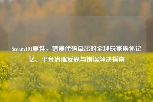 Steam101事件,错误代码牵出的全球玩家集体记忆、平台治理反思与错误解决指南