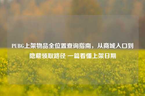 PUBG上架物品全位置查询指南,从商城入口到隐藏领取路径 一篇看懂上架日期