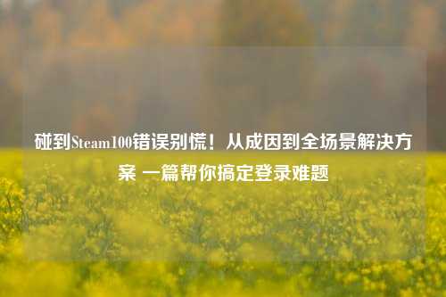 碰到Steam100错误别慌！从成因到全场景解决方案 一篇帮你搞定登录难题