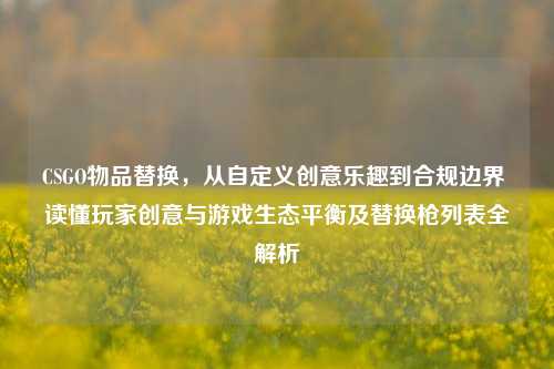 CSGO物品替换，从自定义创意乐趣到合规边界 读懂玩家创意与游戏生态平衡及替换枪列表全解析