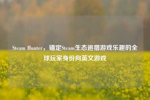 Steam Hunter,锚定Steam生态追猎游戏乐趣的全球玩家身份向英文游戏