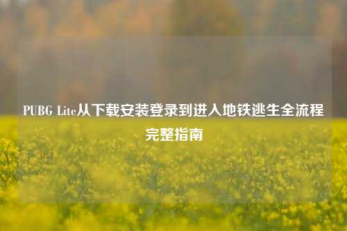 PUBG Lite从下载安装登录到进入地铁逃生全流程完整指南