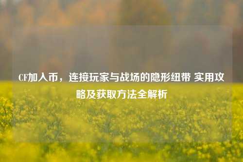 CF加入币，连接玩家与战场的隐形纽带 实用攻略及获取方法全解析