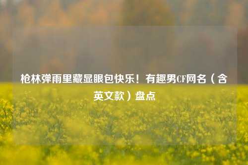 枪林弹雨里藏显眼包快乐！有趣男CF网名（含英文款）盘点