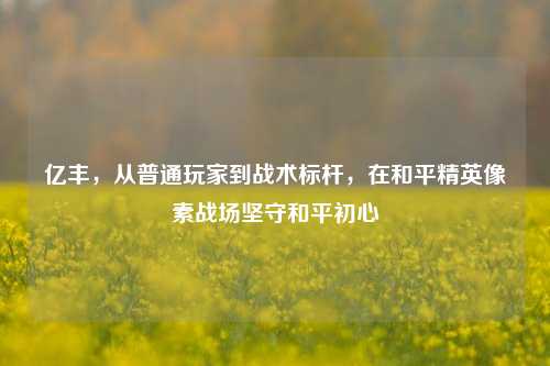 亿丰，从普通玩家到战术标杆，在和平精英像素战场坚守和平初心