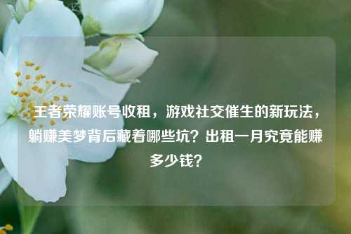 王者荣耀账号收租，游戏社交催生的新玩法，躺赚美梦背后藏着哪些坑？出租一月究竟能赚多少钱？