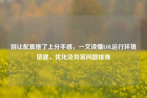 别让配置拖了上分手感,一文读懂LOL运行环境搭建、优化及异常问题排查