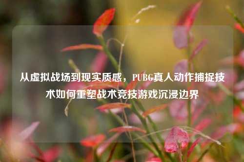 从虚拟战场到现实质感,PUBG真人动作捕捉技术如何重塑战术竞技游戏沉浸边界