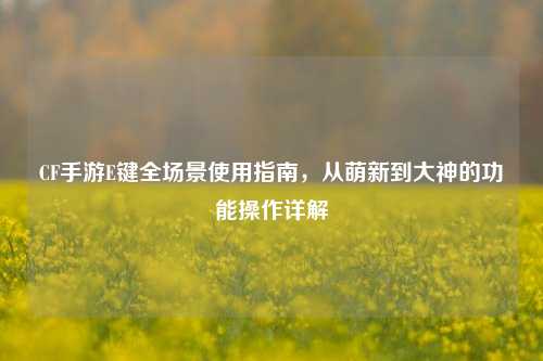 CF手游E键全场景使用指南，从萌新到大神的功能操作详解