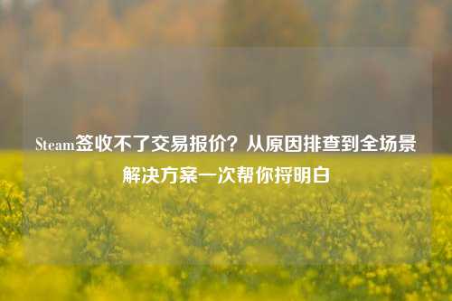 Steam签收不了交易报价?从原因排查到全场景解决方案一次帮你捋明白