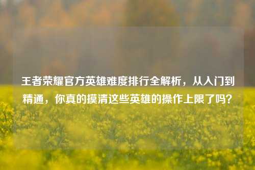 王者荣耀官方英雄难度排行全解析，从入门到精通，你真的摸清这些英雄的操作上限了吗？
