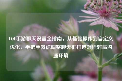 LOL手游聊天设置全指南,从基础操作到自定义优化,手把手教你调整聊天框打造舒适对局沟通环境