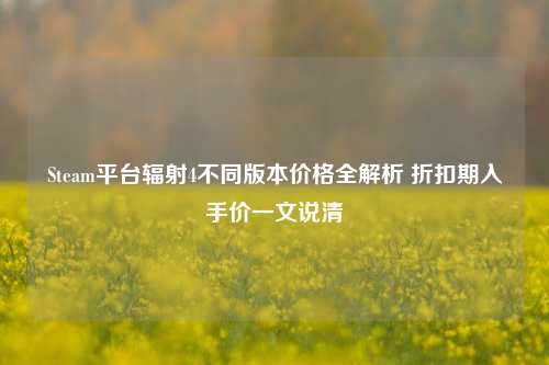 Steam平台辐射4不同版本价格全解析 折扣期入手价一文说清