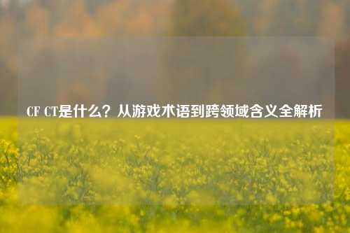 CF CT是什么?从游戏术语到跨领域含义全解析