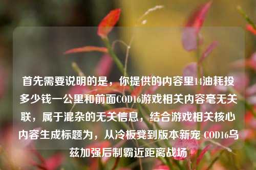 首先需要说明的是，你提供的内容里14油耗投多少钱一公里和前面COD16游戏相关内容毫无关联，属于混杂的无关信息，结合游戏相关核心内容生成标题为，从冷板凳到版本新宠 COD16乌兹加强后制霸近距离战场