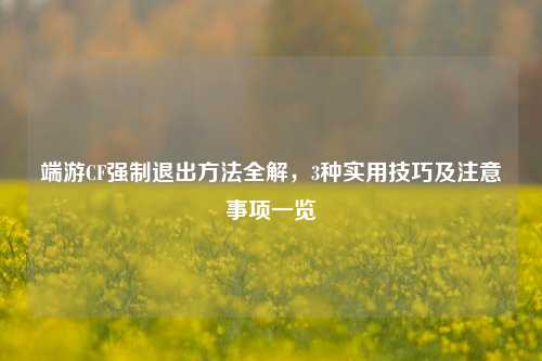 端游CF强制退出方法全解，3种实用技巧及注意事项一览