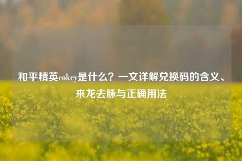 和平精英cokey是什么?一文详解兑换码的含义、来龙去脉与正确用法