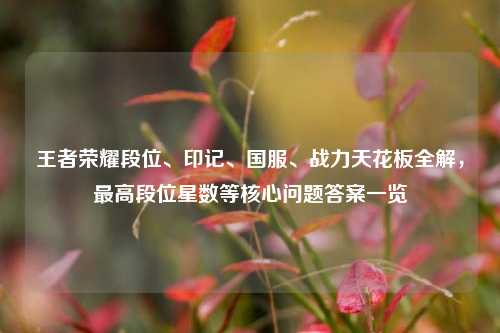 王者荣耀段位、印记、国服、战力天花板全解,最高段位星数等核心问题答案一览