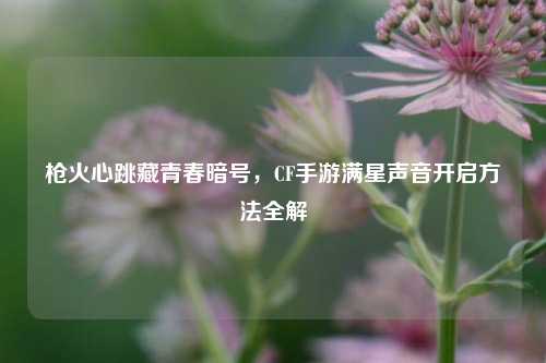 枪火心跳藏青春暗号,CF手游满星声音开启方法全解