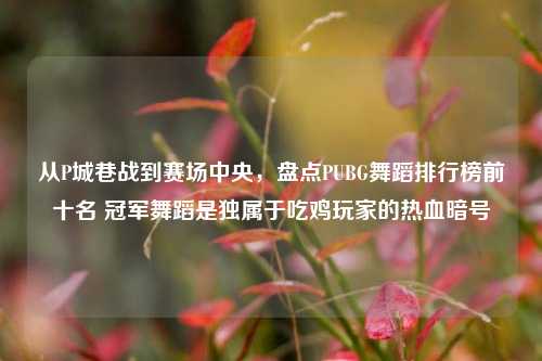 从P城巷战到赛场中央，盘点PUBG舞蹈排行榜前十名 冠军舞蹈是独属于吃鸡玩家的热血暗号
