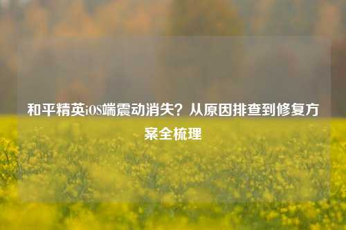 和平精英iOS端震动消失？从原因排查到修复方案全梳理