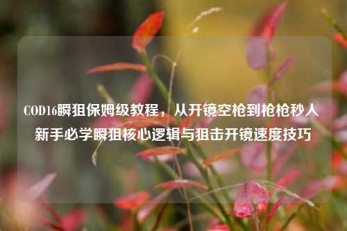 COD16瞬狙保姆级教程,从开镜空枪到枪枪秒人 新手必学瞬狙核心逻辑与狙击开镜速度技巧