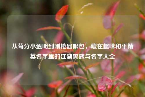从苟分小透明到刚枪显眼包，藏在趣味和平精英名字里的江湖爽感与名字大全