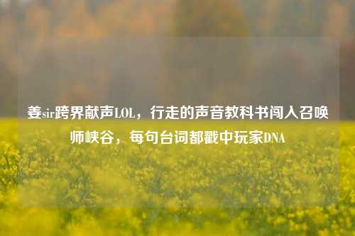 姜sir跨界献声LOL，行走的声音教科书闯入召唤师峡谷，每句台词都戳中玩家DNA
