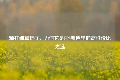 精打细算玩CF，为何它是FPS赛道里的高性价比之选