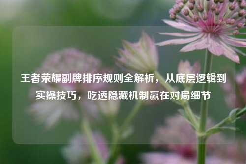 王者荣耀副牌排序规则全解析,从底层逻辑到实操技巧,吃透隐藏机制赢在对局细节